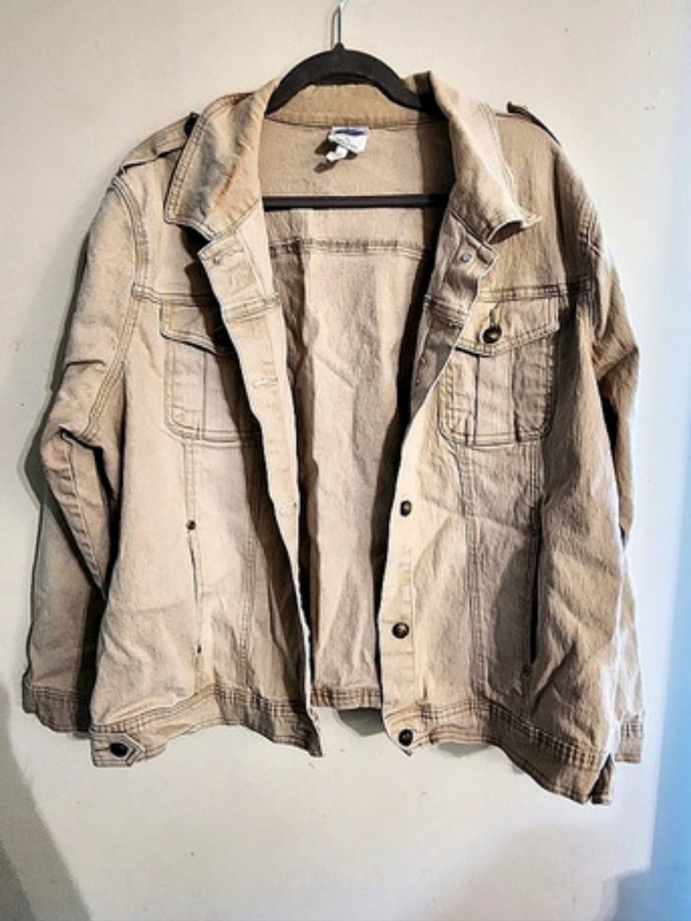 DG2 by Diane Gilman Tan Denim Jacket Button Front Plus Size 2X